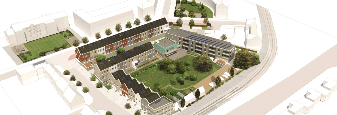 Aerial view of proposed K1 Cohousing