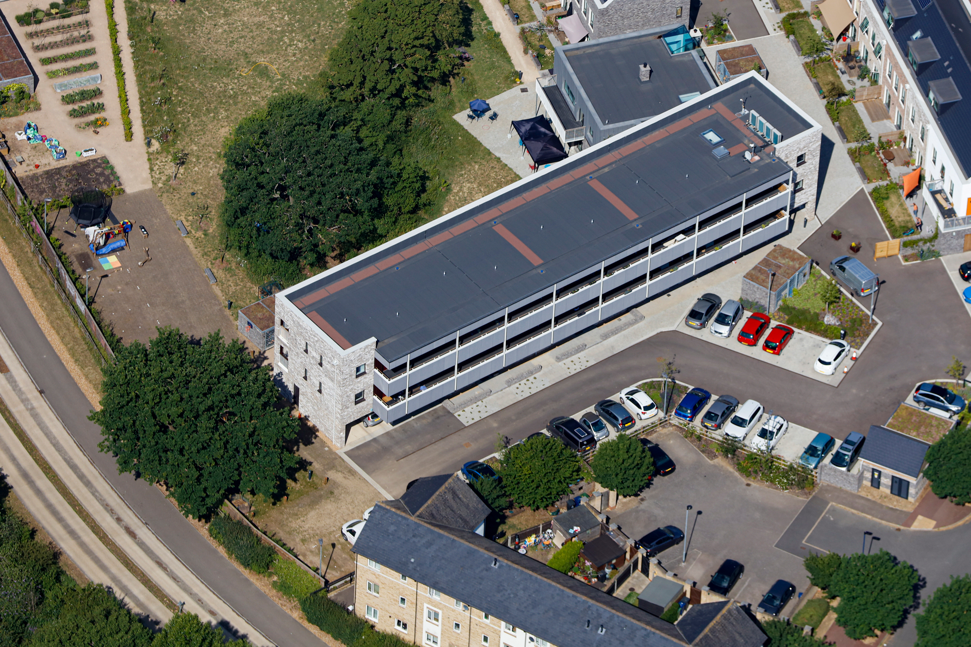 Aerial view of car parking at Marmalade Lane