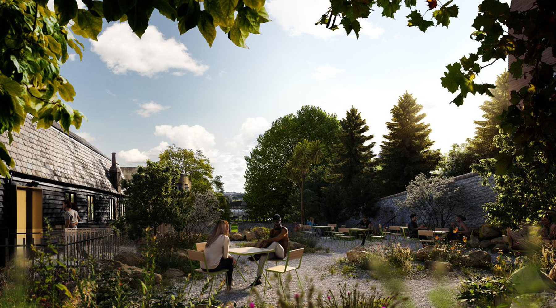 CGI image of gardens at Moulsecoomb Place