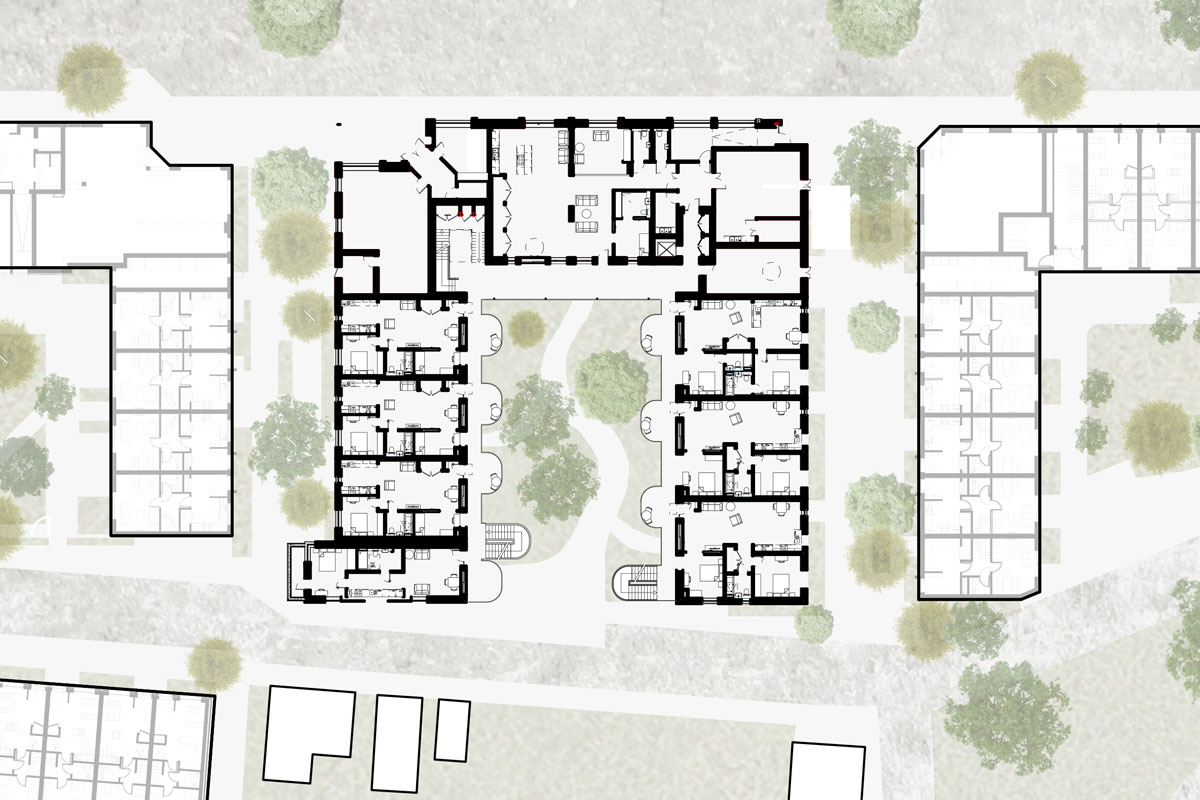 Plan of Still Green Cohousing Block at Love Wolverton development